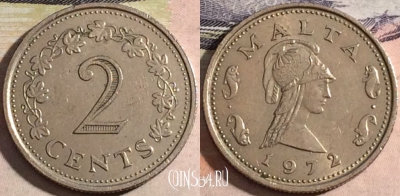 Мальта 2 цента 1972 года, KM# 9, a066-024