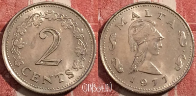 Мальта 2 цента 1977 года, KM# 9, 208-096