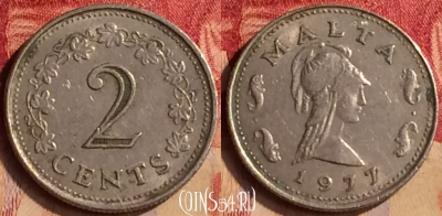 Мальта 2 цента 1977 года, KM# 9, 403-128
