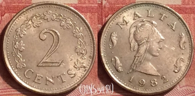 Мальта 2 цента 1982 года, KM# 9, 260l-012