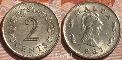 Мальта 2 цента 1982 года, KM# 9, 496р-042