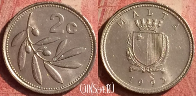 Мальта 2 цента 1993 года, KM# 94, 417n-061