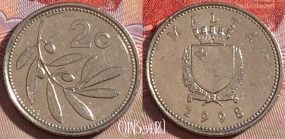 Мальта 2 цента 1998 года, KM# 94, 088b-128