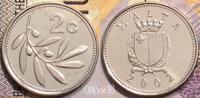Мальта 2 цента 2002 года, KM# 94, 143-112