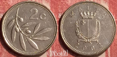 Мальта 2 цента 2002 года, KM# 94, 407-050