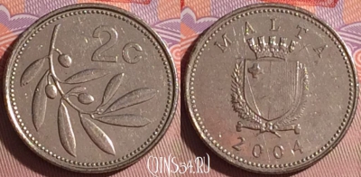 Мальта 2 цента 2004 года, KM# 94, 067j-058
