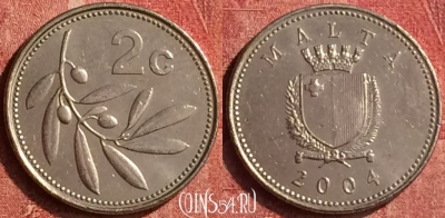 Мальта 2 цента 2004 года, KM# 94, 401-019