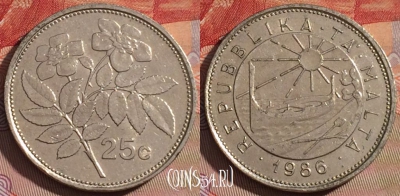 Мальта 25 центов 1986 года, KM# 80, 103d-058