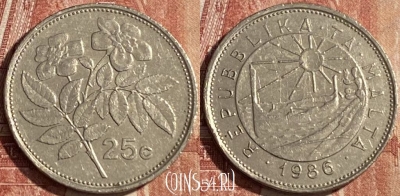 Мальта 25 центов 1986 года, KM# 80, 129r-029