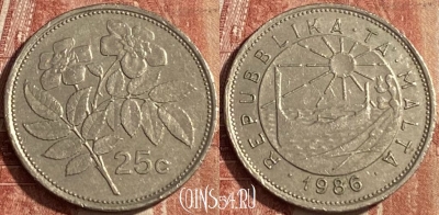 Мальта 25 центов 1986 года, KM# 80, 137r-022 ♛