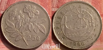 Мальта 25 центов 1986 года, KM# 80, 202m-142