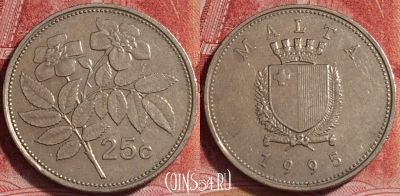 Мальта 25 центов 1995 года, KM# 97, b066-116