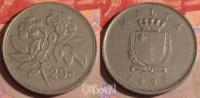 Мальта 25 центов 1998 года, KM# 97, 294c-092