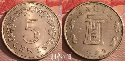 Мальта 5 центов 1972 года, KM# 10, 099j-075