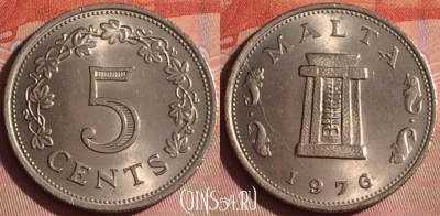 Мальта 5 центов 1976 года, KM# 10, 044i-149