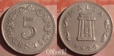 Мальта 5 центов 1976 года, KM# 10, 054i-086