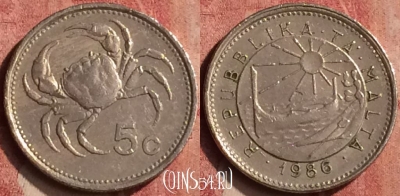 Мальта 5 центов 1986 года, KM# 77, 410-126