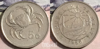 Мальта 5 центов 1986 года, KM# 77, a133-139