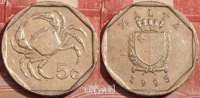 Мальта 5 центов 1995 года, KM# 95, 223-040