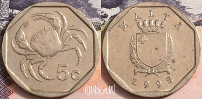 Мальта 5 центов 1995 года, KM# 95, a085-062