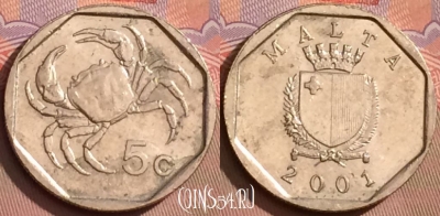 Мальта 5 центов 2001 года, KM# 95, 085l-074