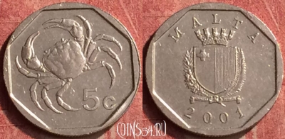 Мальта 5 центов 2001 года, KM# 95, 409-113