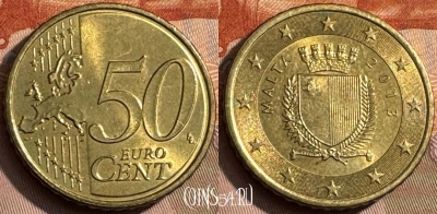 Мальта 50 евроцентов 2013 года, KM# 130, 467s-586