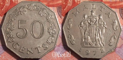 Мальта 50 центов 1972 года, KM# 12, a140-036