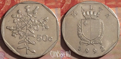 Мальта 50 центов 1992 года, KM# 98, 103d-113