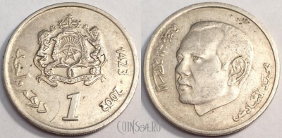 Марокко 1 дирхам 2002 года, см. состояние, 71-008b