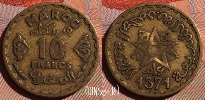 Марокко 10 франков 1952 года (1371), Y# 49, 126c-114