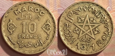 Марокко 10 франков 1952 года (1371), Y# 49, 214p-109