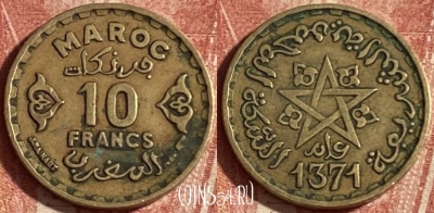 Марокко 10 франков 1952 года (1371), Y# 49, 242p-054