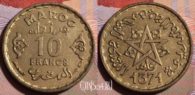 Марокко 10 франков 1952 года (1371), Y# 49, 244b-068