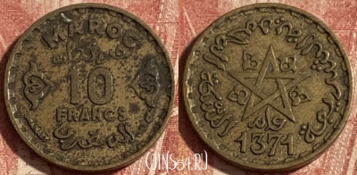 Марокко 10 франков 1952 года (1371), Y# 49, 257p-070