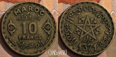 Марокко 10 франков 1952 года (1371), Y# 49, 267s-041