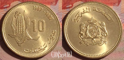 Марокко 10 сантимов 1987 года (1407), Y# 84, 098c-092
