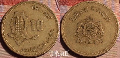 Марокко 10 сантимов 1987 года (1407), Y# 84, 146b-137