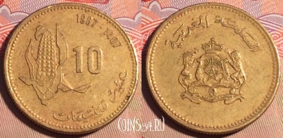 Марокко 10 сантимов 1987 года (1407), Y# 84, 201a-006