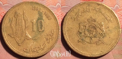 Марокко 10 сантимов 1987 года (1407), Y# 84, 226a-013