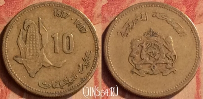 Марокко 10 сантимов 1987 года (1407), Y# 84, 415-039