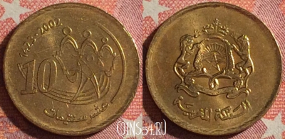 Марокко 10 сантимов 2002 года (1423), Y# 114, 353-025