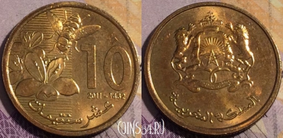 Марокко 10 сантимов 2011 года (1432), Y# 136, 190a-097