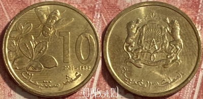 Марокко 10 сантимов 2011 года (1432), Y# 136, 483р-141 ♛