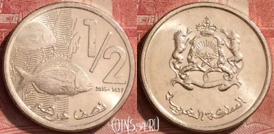 Марокко 1/2 дирхама 2016 года (1437), Y# 138, 257l-141