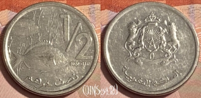 Марокко 1/2 дирхама 2020 года (1441), Y# 138, 479р-095 ♛