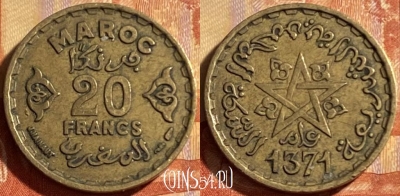 Марокко 20 франков 1952 года (1371), Y# 50, 185p-026