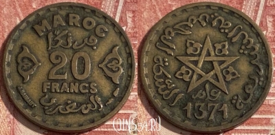 Марокко 20 франков 1952 года (1371), Y# 50, 269r-025 ♛