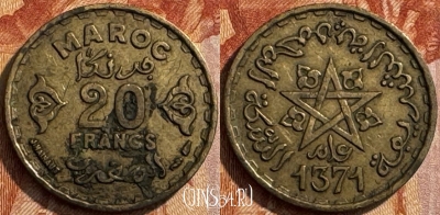Марокко 20 франков 1952 года (1371), Y# 50, 275s-021