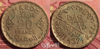 Марокко 20 франков 1952 года (1371), Y# 50, 282i-050